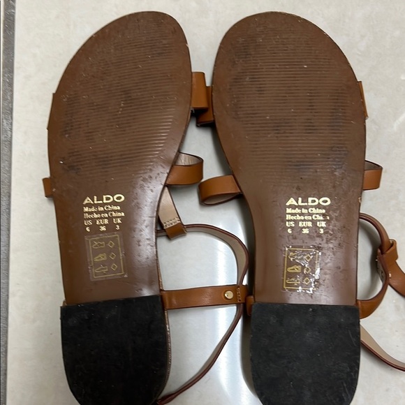 Aldo Brown Gladiator Sandals with Gold Accents | Size 6 - Picture 2 of 5